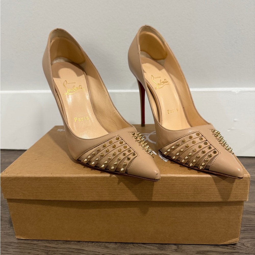 Christian Louboutin Nude Studded Heels